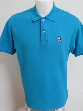 Sz L Teal Psycho Bunny Men's Cotton #71P Polo Shirt